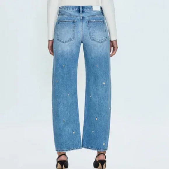 Pistola Denim Lexi Mid Rise Bowed Straight Jean - Confetti Vintage Size 29 - Picture 5 of 8